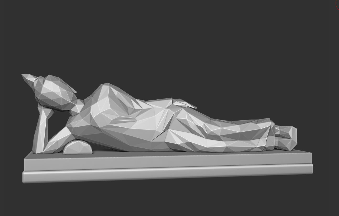 Asian Sleeping Buddha Statue Low-polygon 3D print model_6