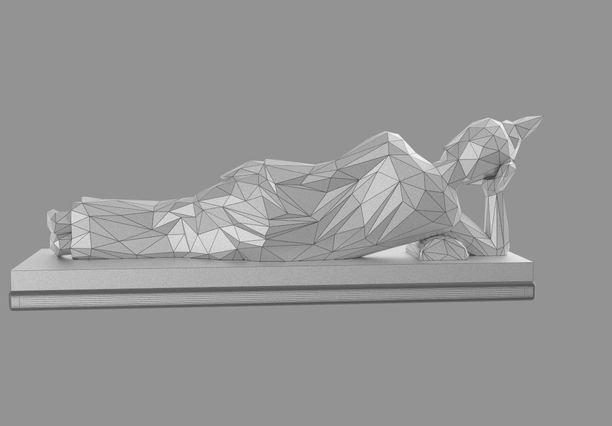 Asian Sleeping Buddha Statue Low-polygon 3D print model_4