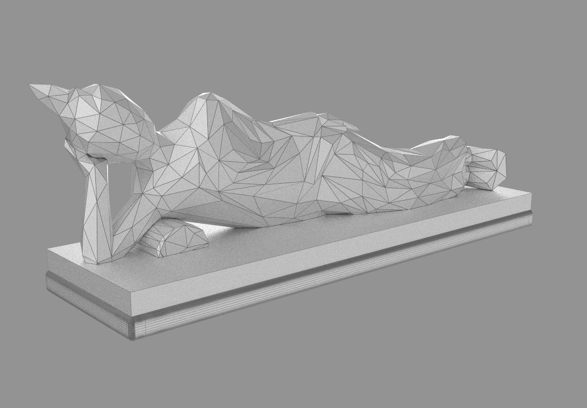Asian Sleeping Buddha Statue Low-polygon 3D print model_3