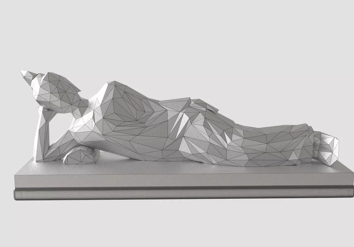 Asian Sleeping Buddha Statue Low-polygon 3D print model_0