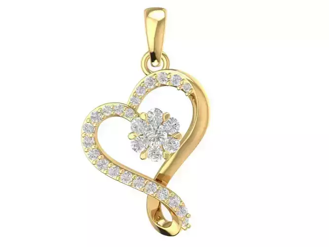 Heart Pendant with Diamond Cluster 667