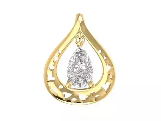 Elegant Pear Cut Diamond Teardrop Pendant Jewelry 668