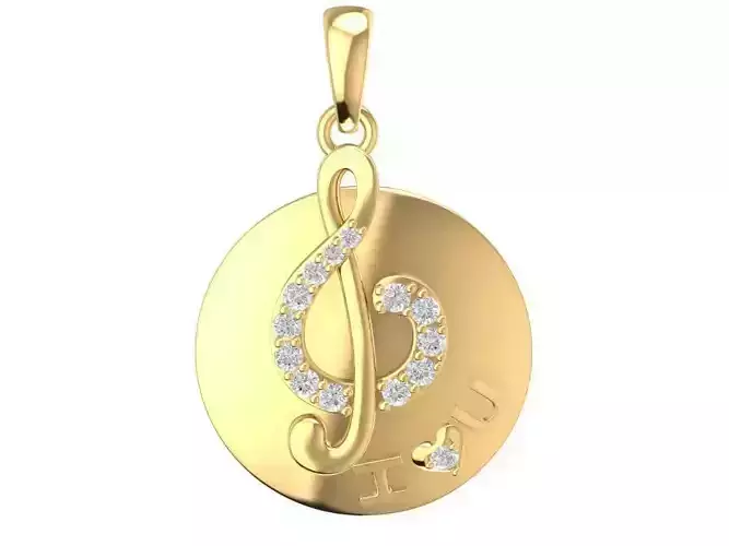 Musical Note Pendant Round Treble Clef Jewelry 3D Model 671