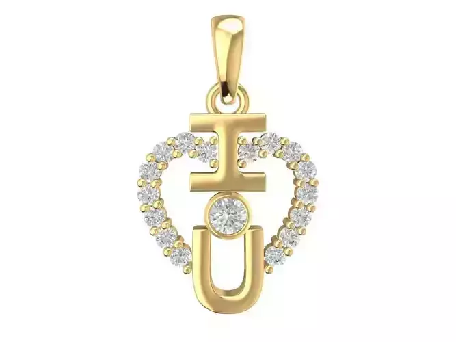 Heart Cross Diamond Pendant 3D Model 673