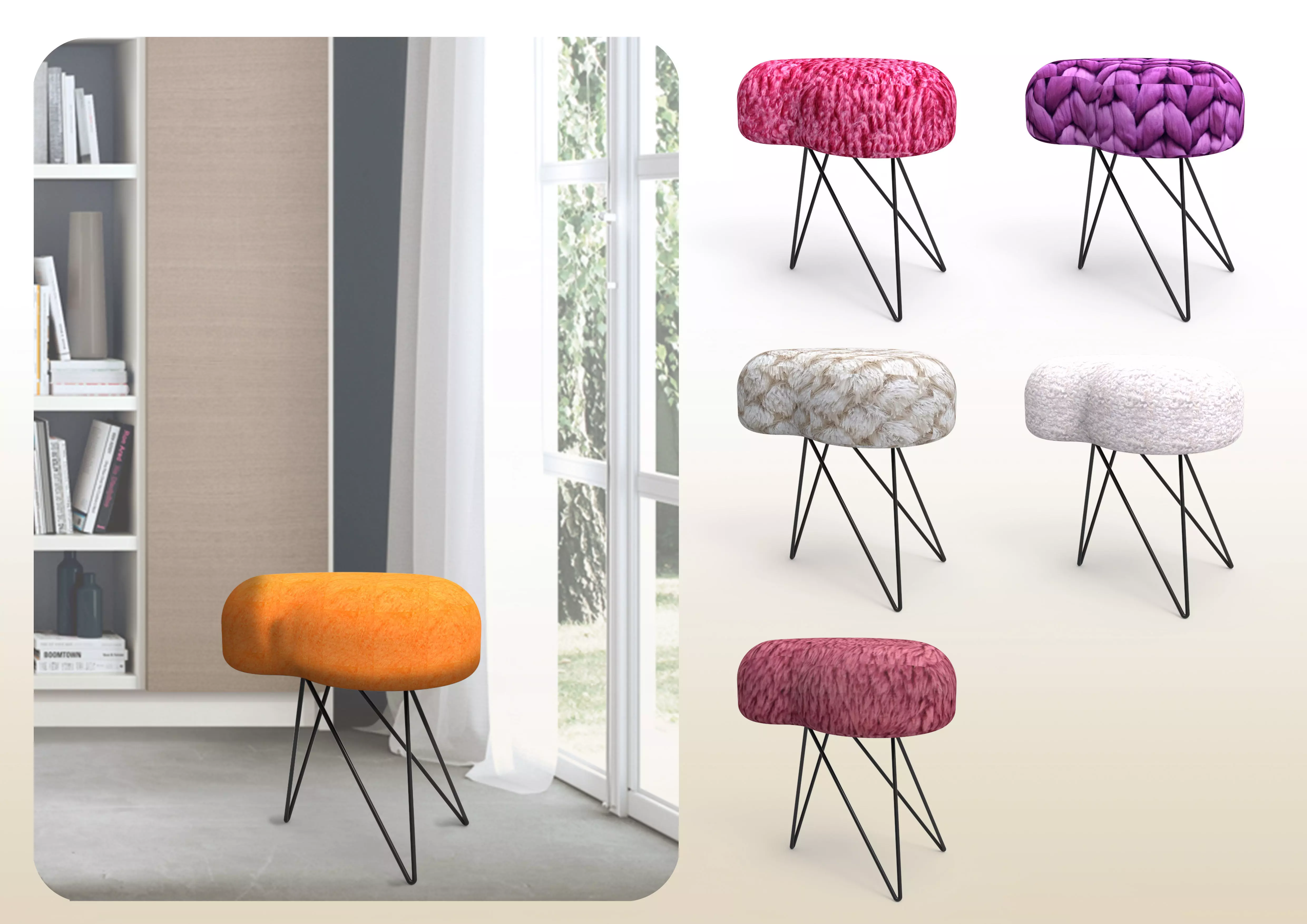 Plush Stool Free 3D model_0