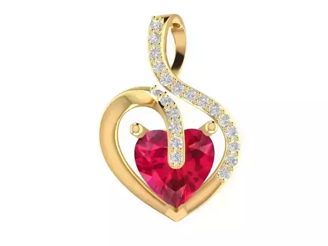 3D Model Elegant Heart Shaped Diamond Pendant 675