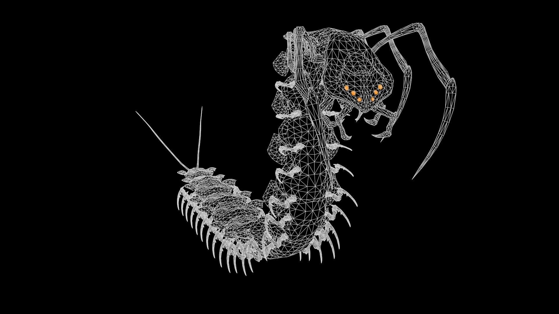 Centipede Low-poly 3D model_4
