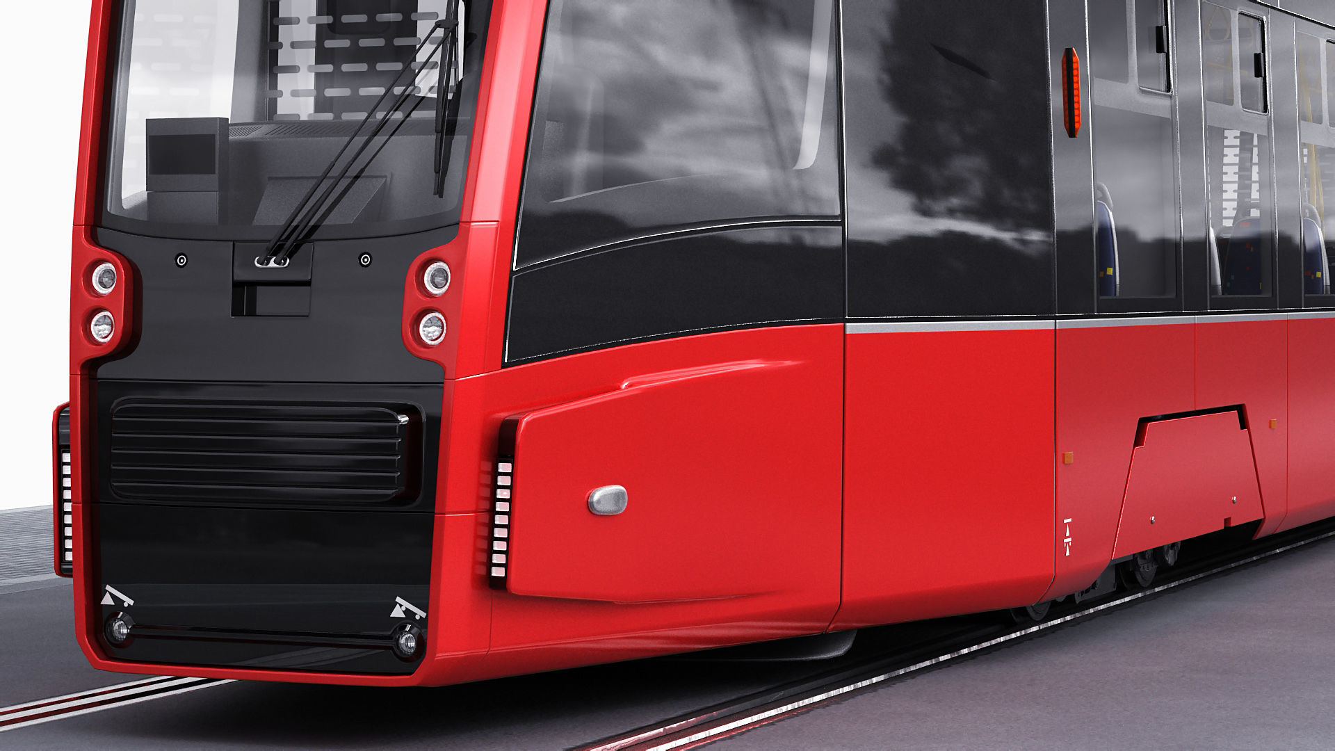 Modern Tram Streetcar 3D model_12