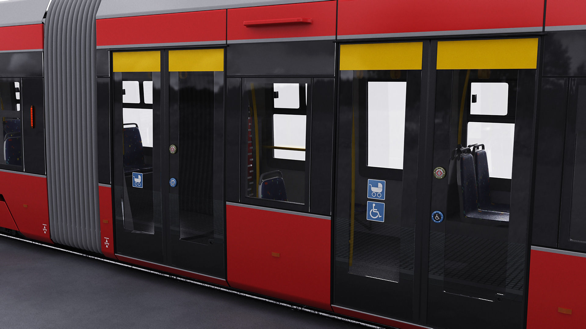 Modern Tram Streetcar 3D model_15