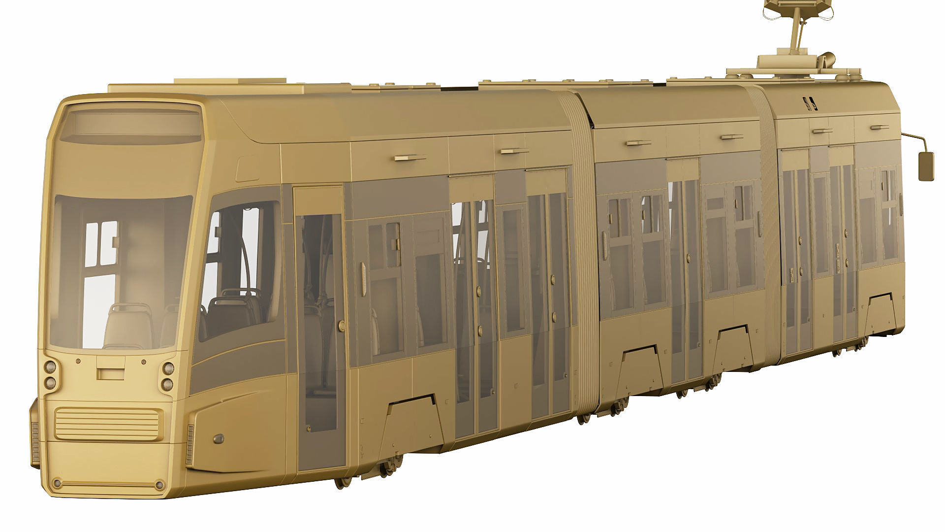 Modern Tram Streetcar 3D model_24