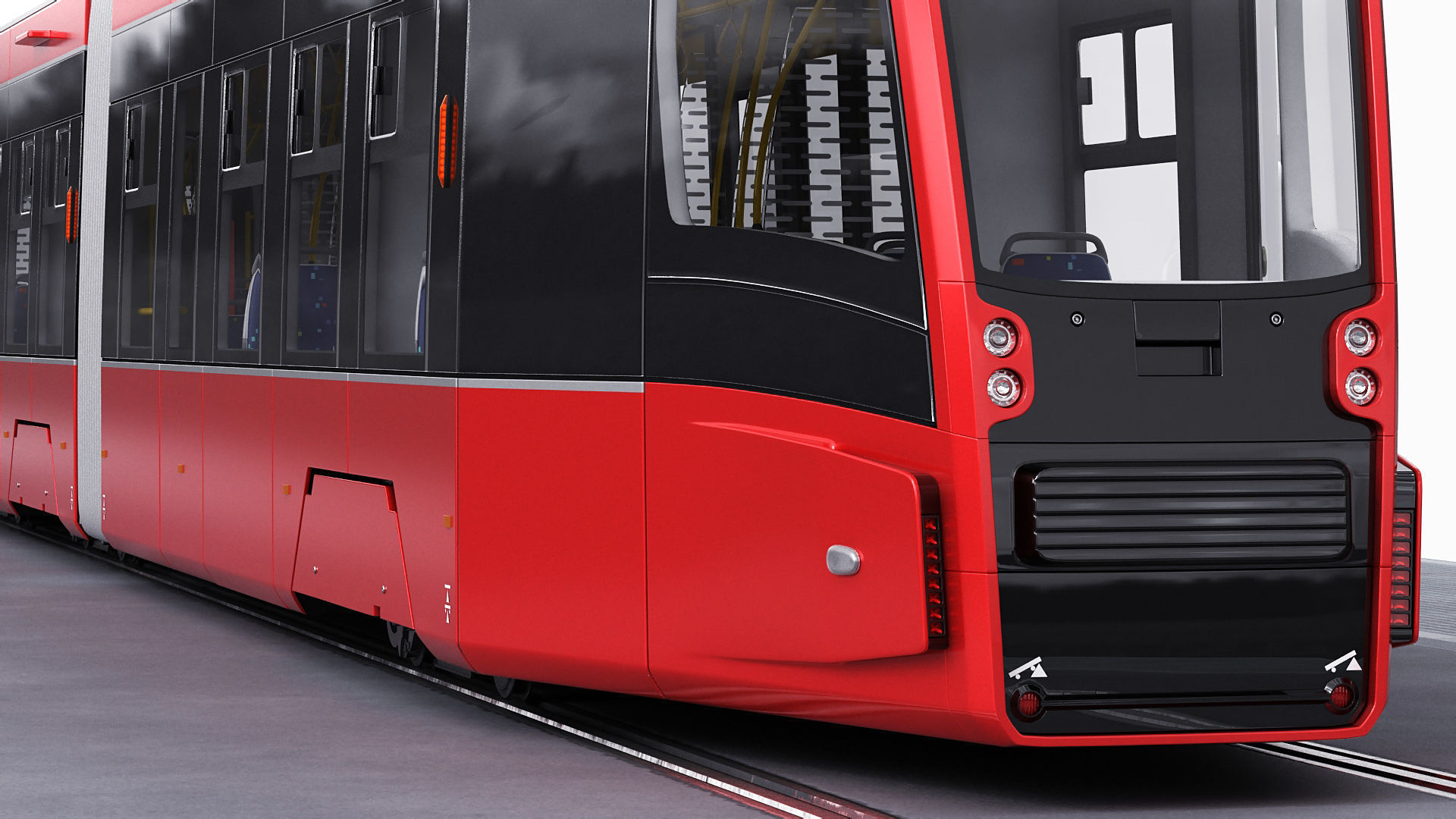 Modern Tram Streetcar 3D model_19