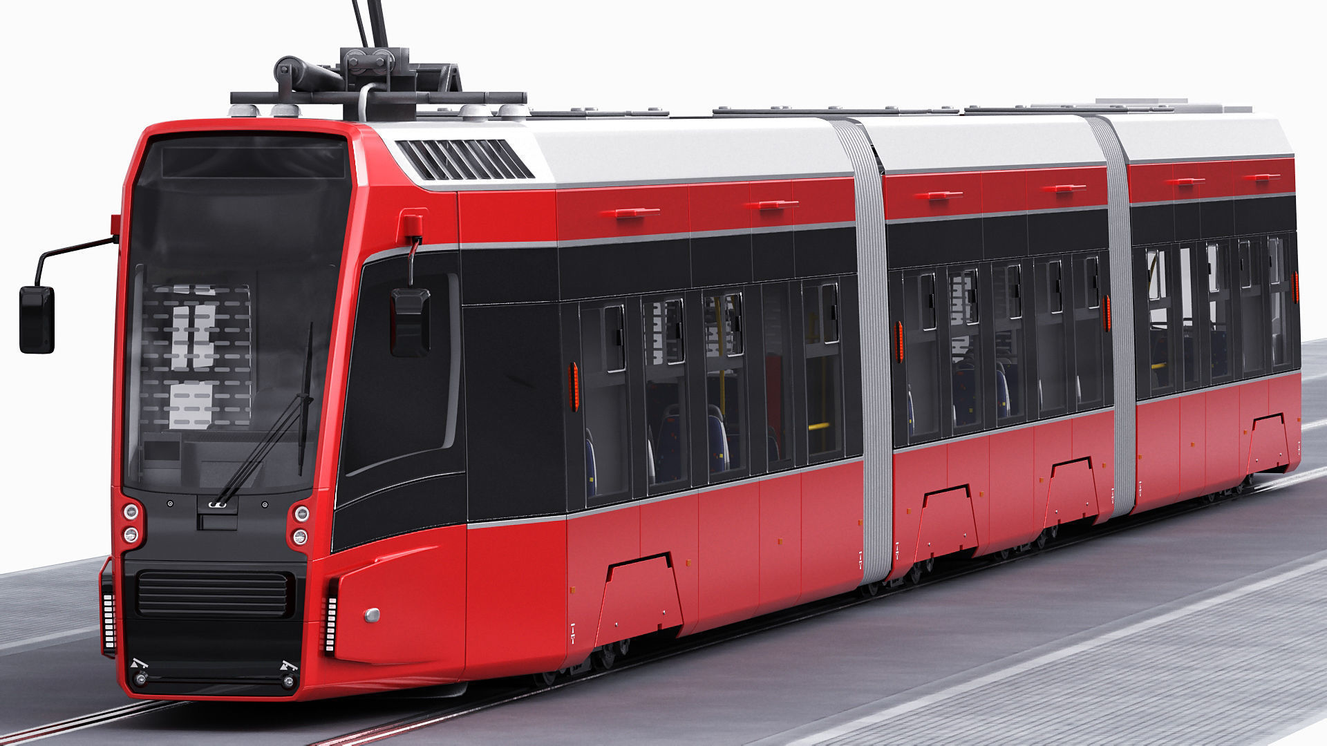 Modern Tram Streetcar 3D model_1
