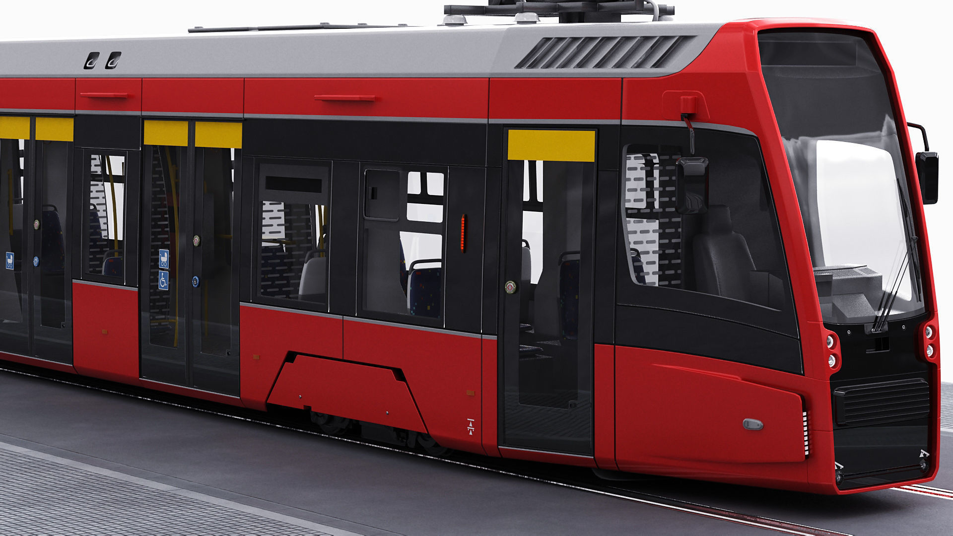 Modern Tram Streetcar 3D model_14