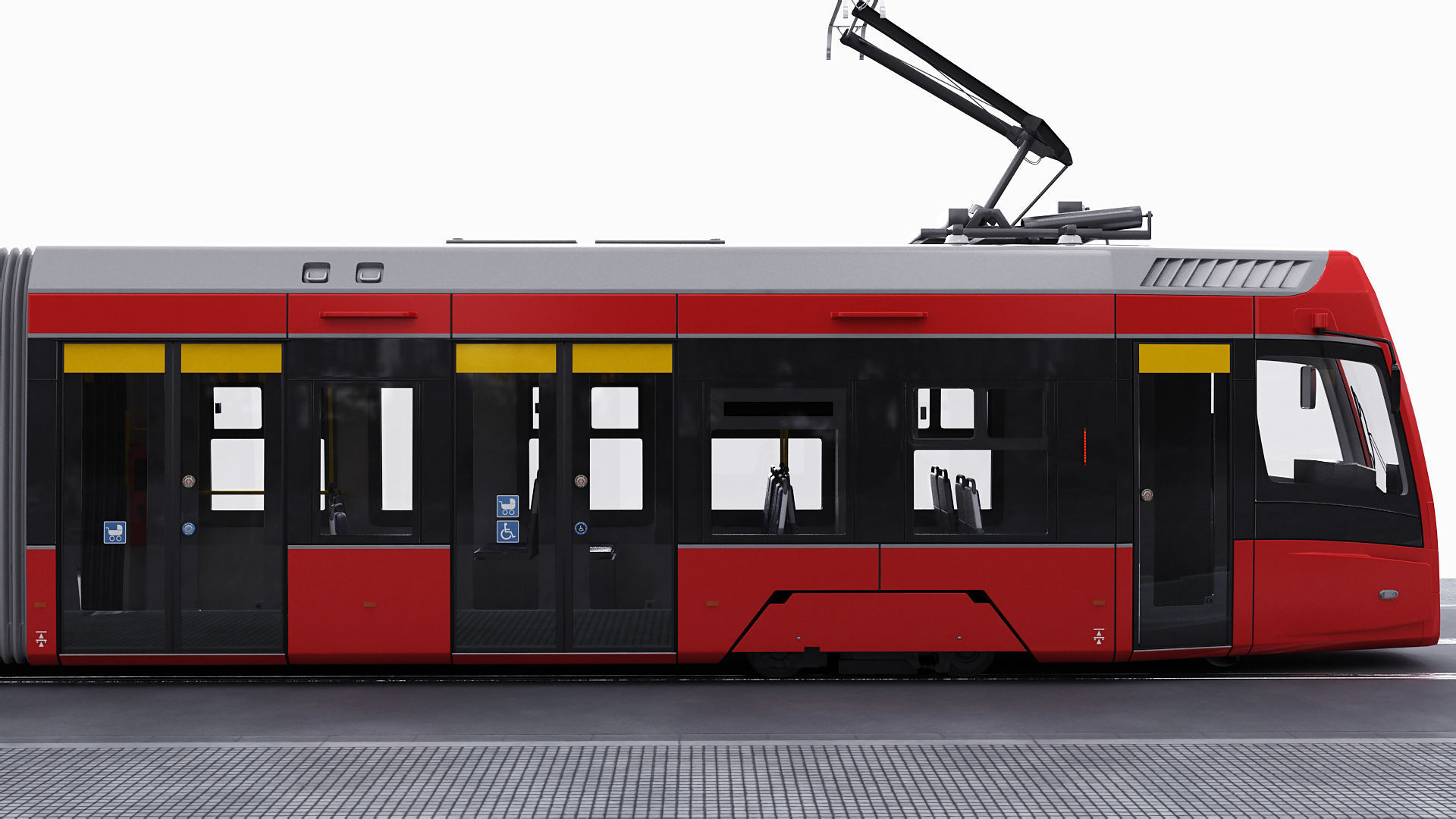Modern Tram Streetcar 3D model_5