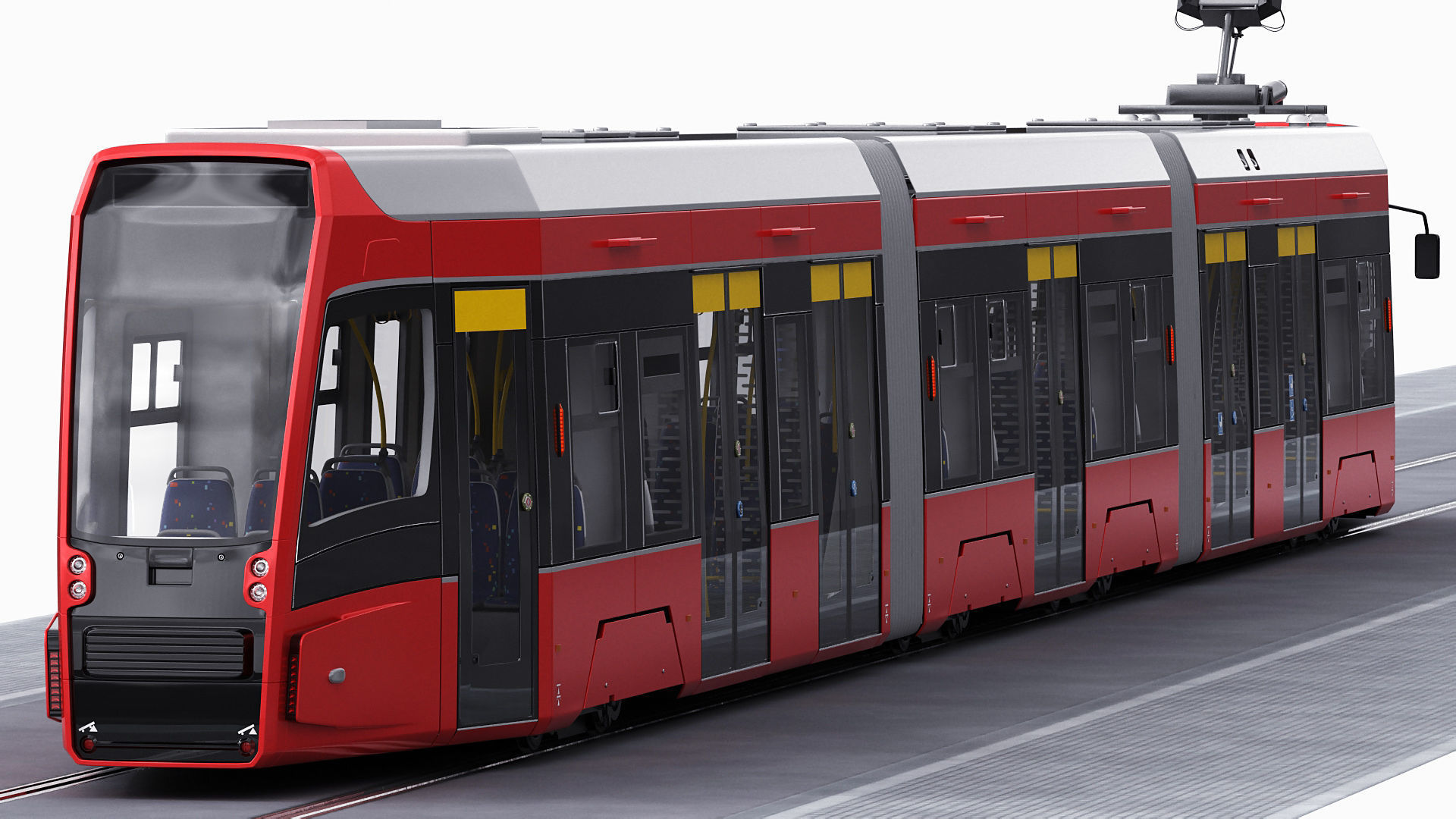 Modern Tram Streetcar 3D model_2