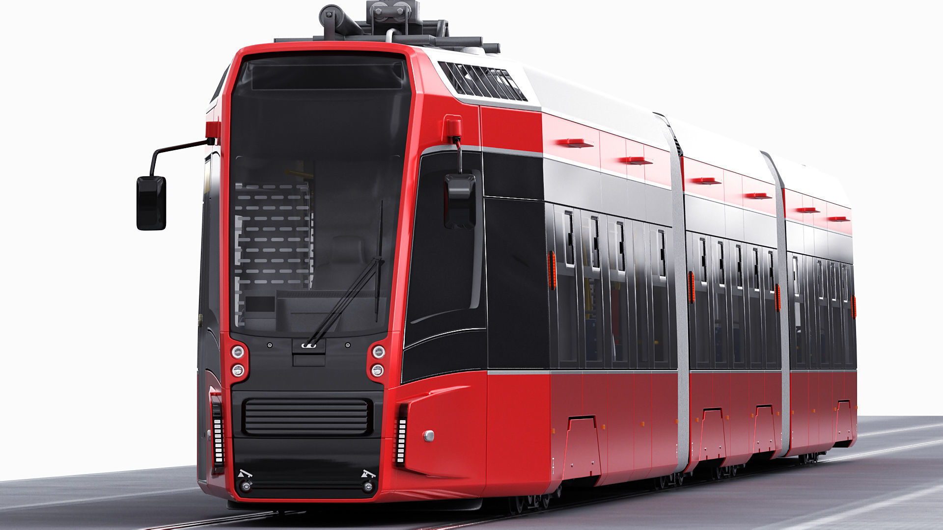 Modern Tram Streetcar 3D model_16