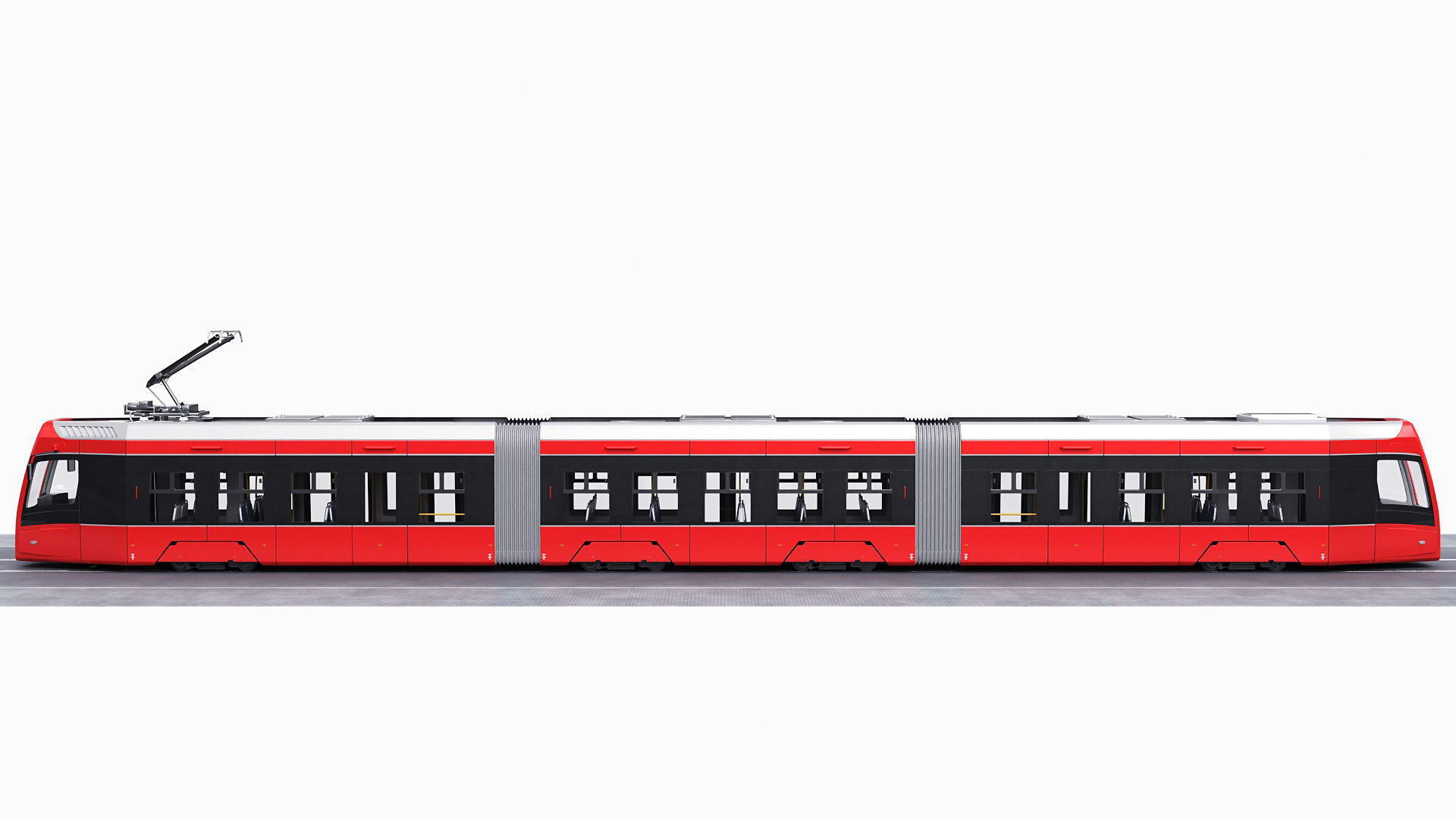Modern Tram Streetcar 3D model_4