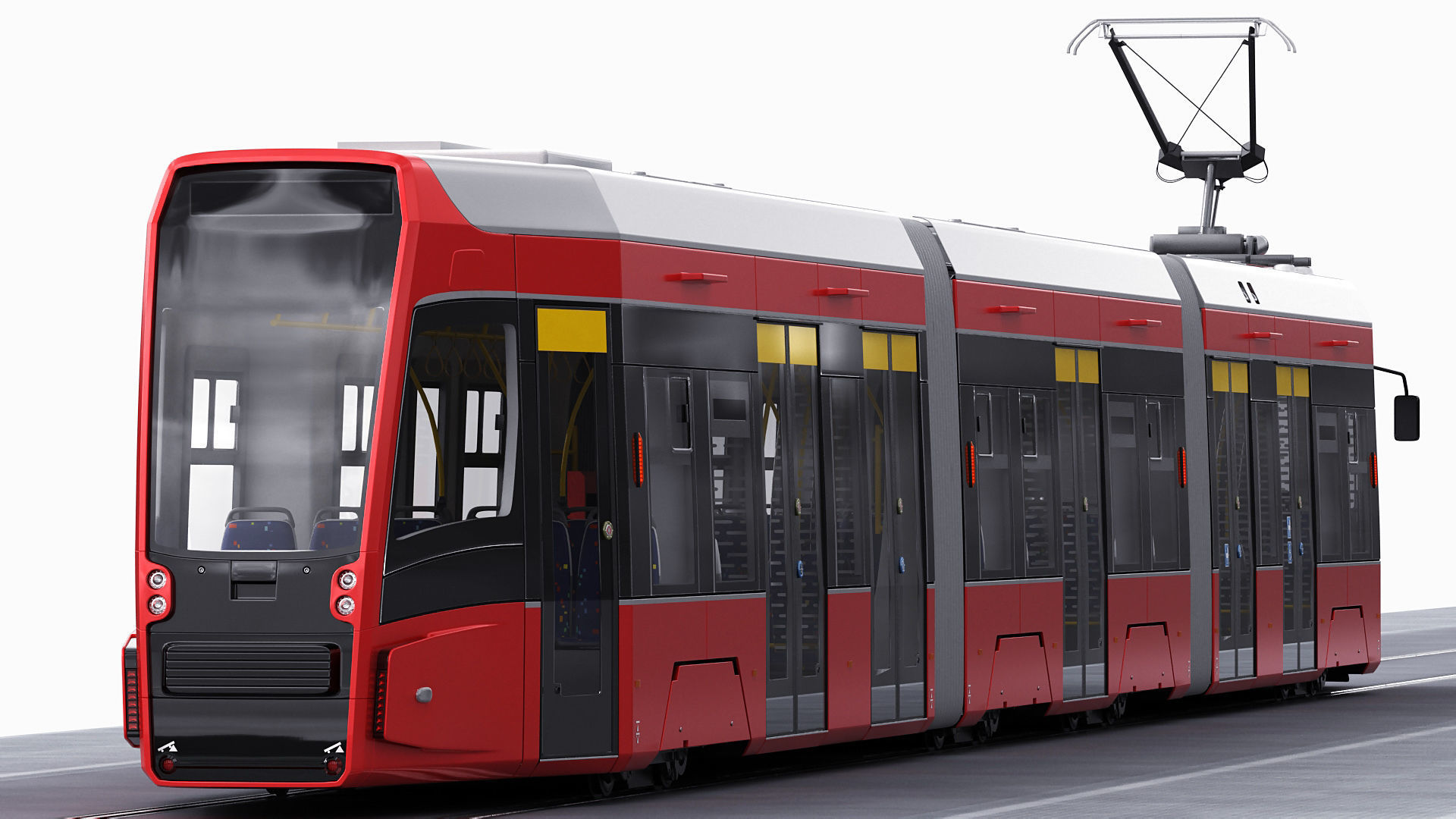 Modern Tram Streetcar 3D model_17