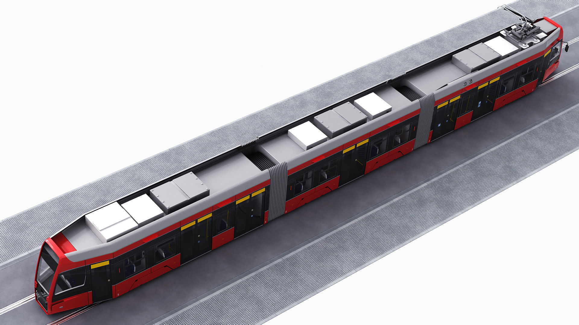 Modern Tram Streetcar 3D model_11