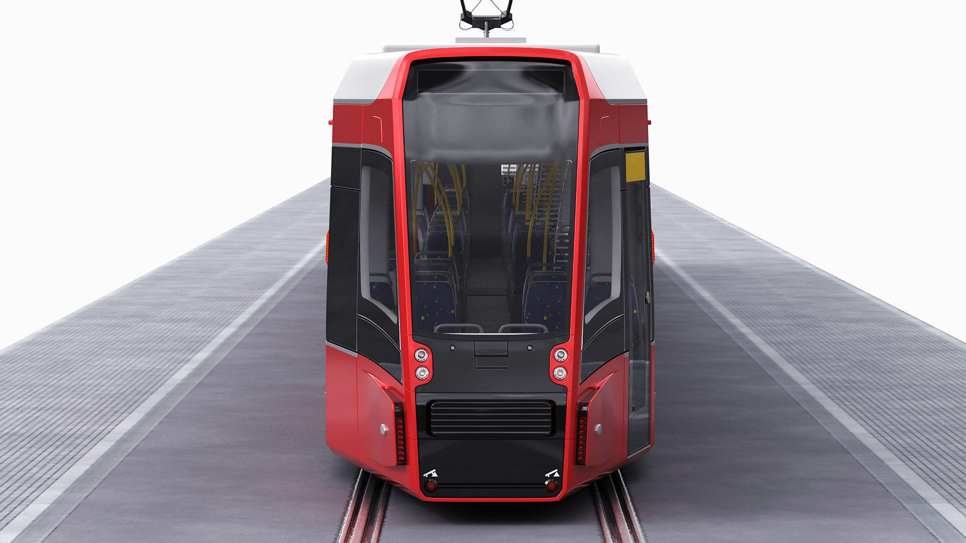 Modern Tram Streetcar 3D model_9