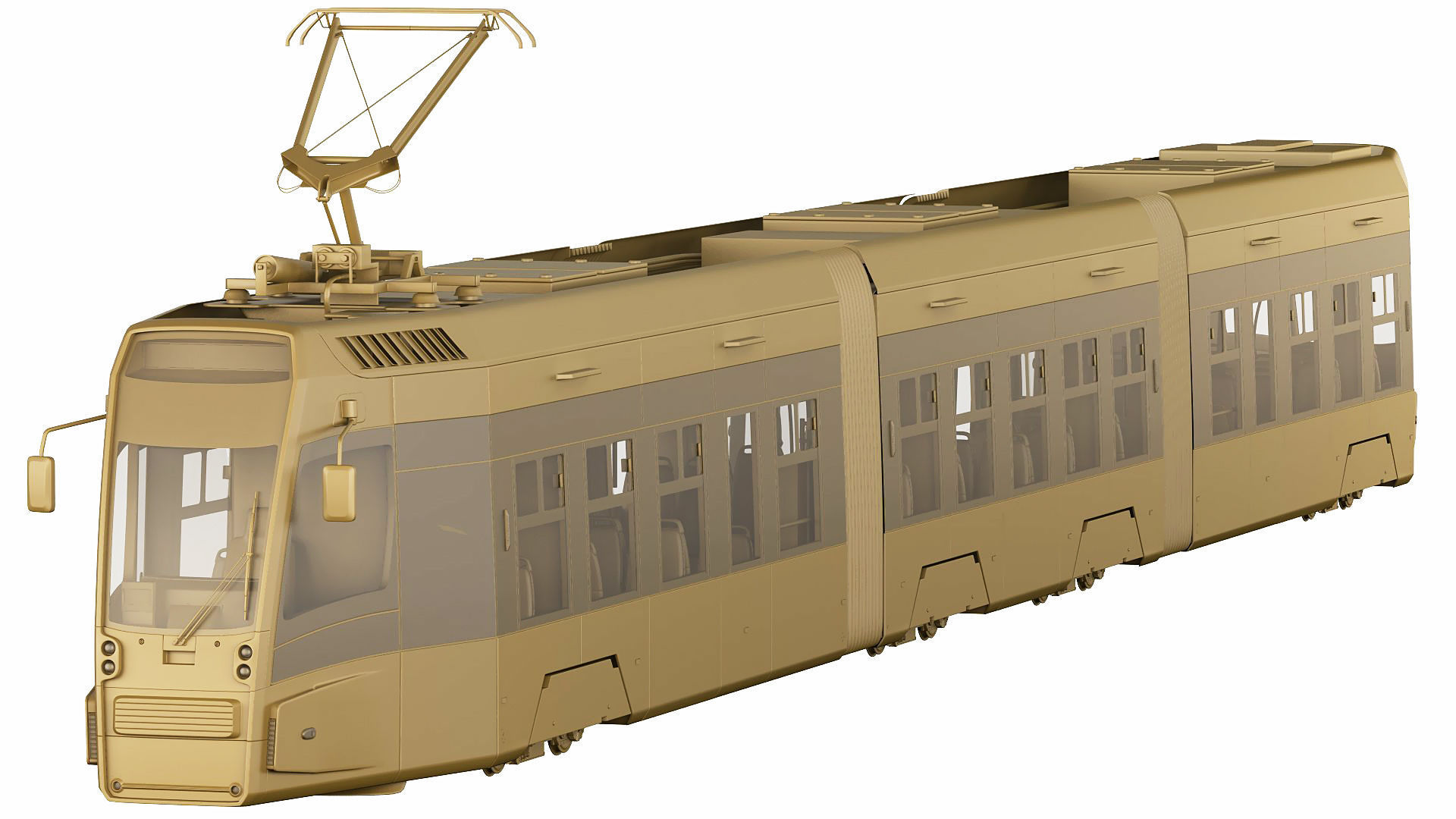 Modern Tram Streetcar 3D model_23