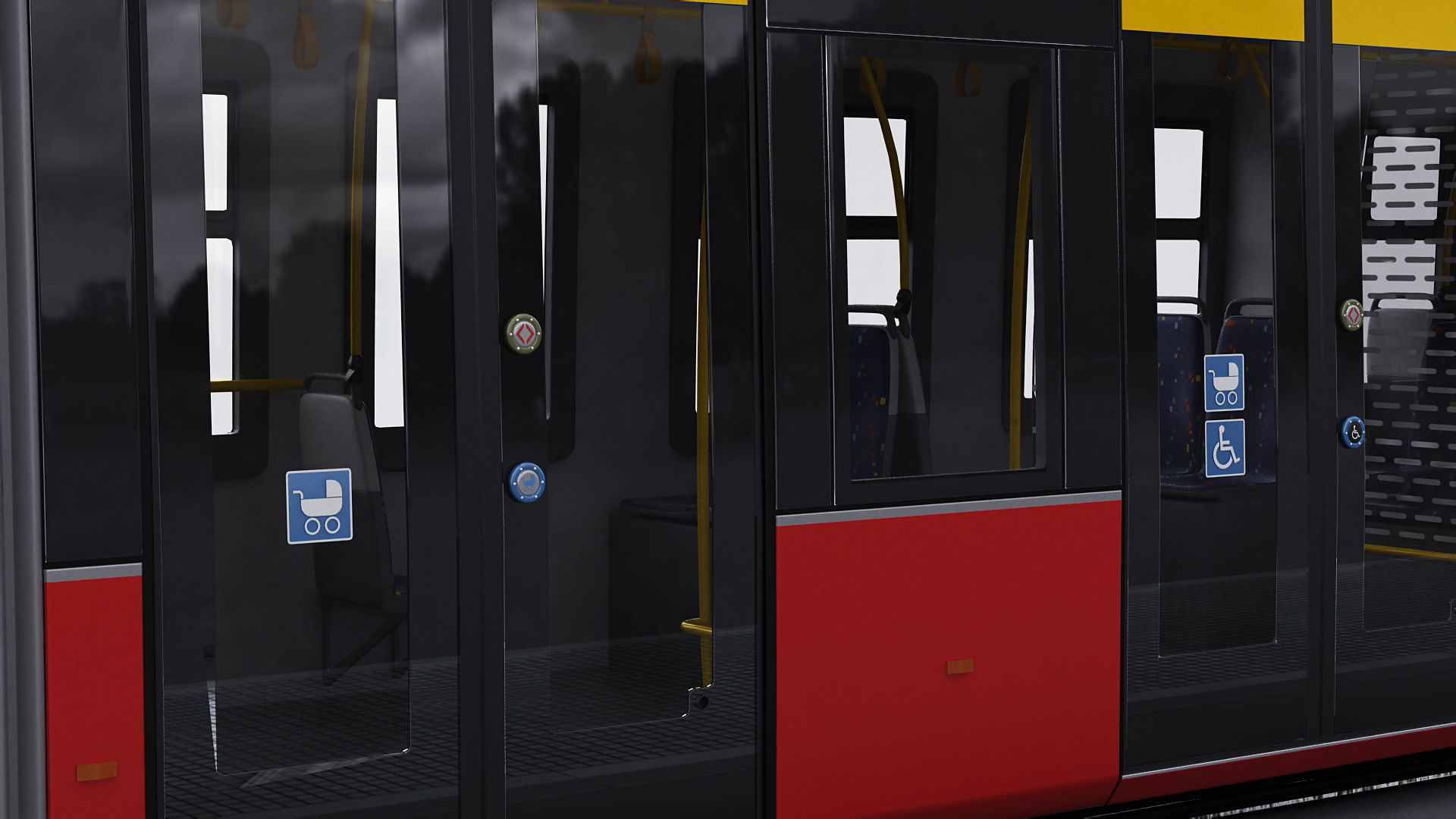 Modern Tram Streetcar 3D model_20