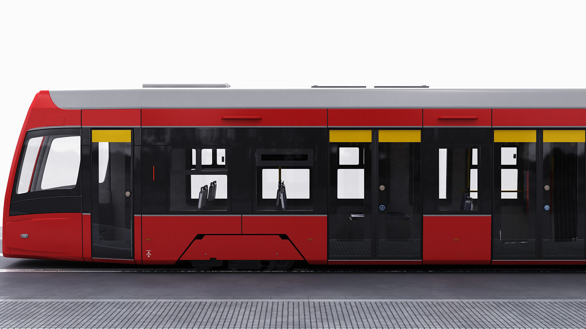 Modern Tram Streetcar 3D model_7