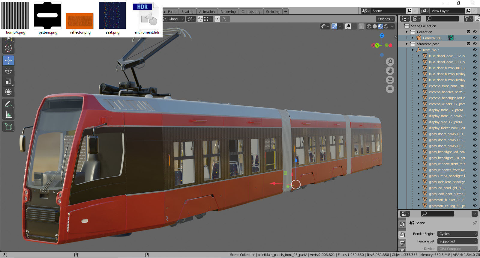 Modern Tram Streetcar 3D model_29