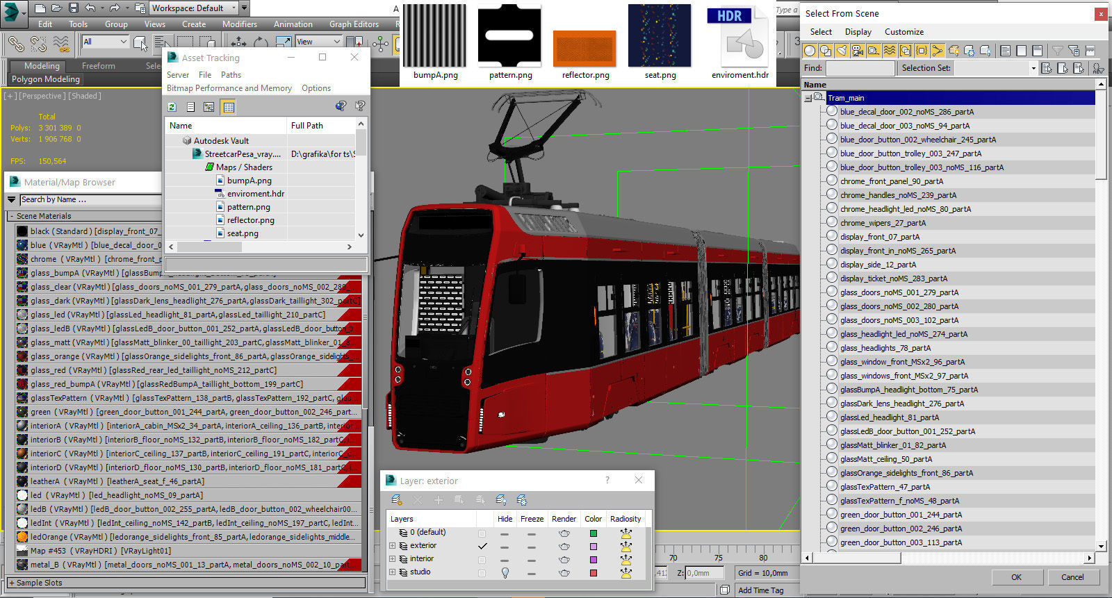 Modern Tram Streetcar 3D model_28