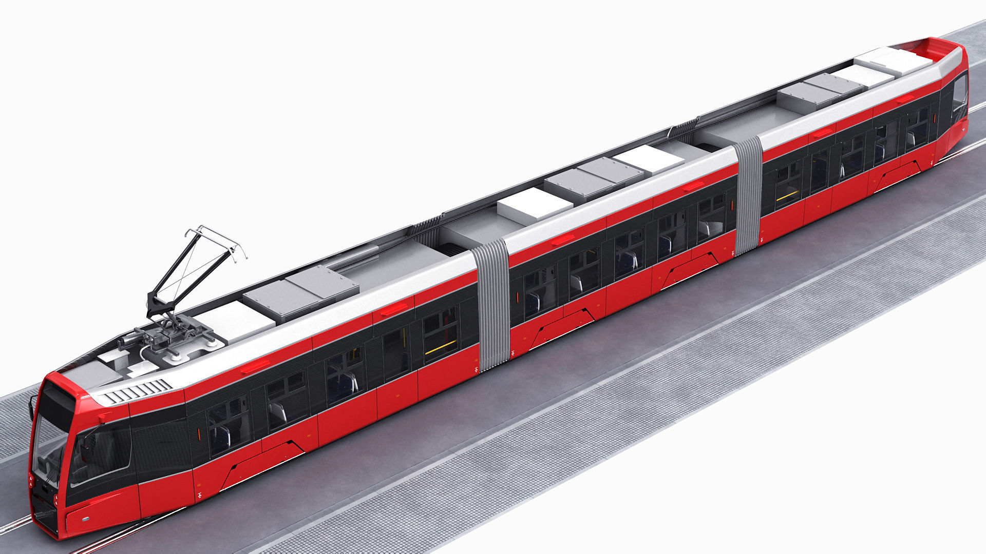 Modern Tram Streetcar 3D model_10