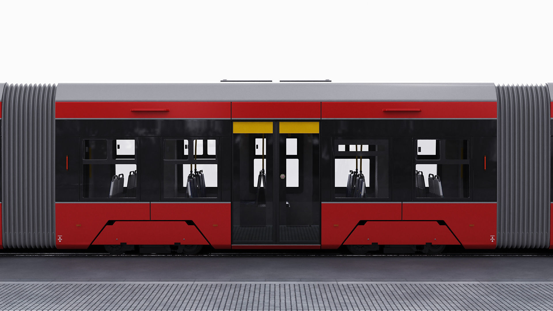 Modern Tram Streetcar 3D model_6