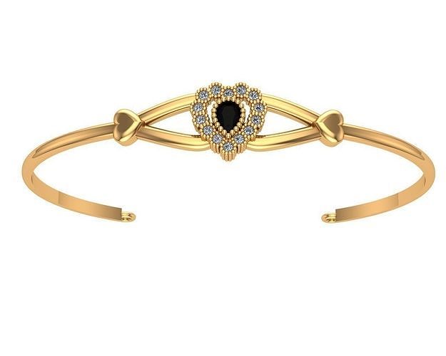 bracelets 2 gold plated onyx heart bangle 3D print model
