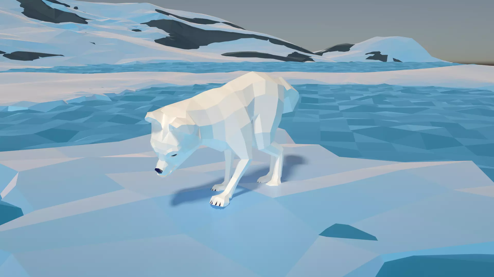 Snow fox stylized lowpoly Low-poly 3D model
