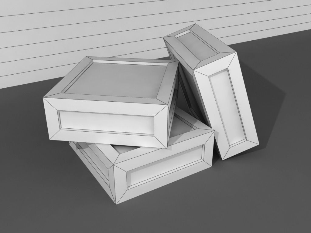 Stacked wooden crates for warehouse Low-poly 3D model_5