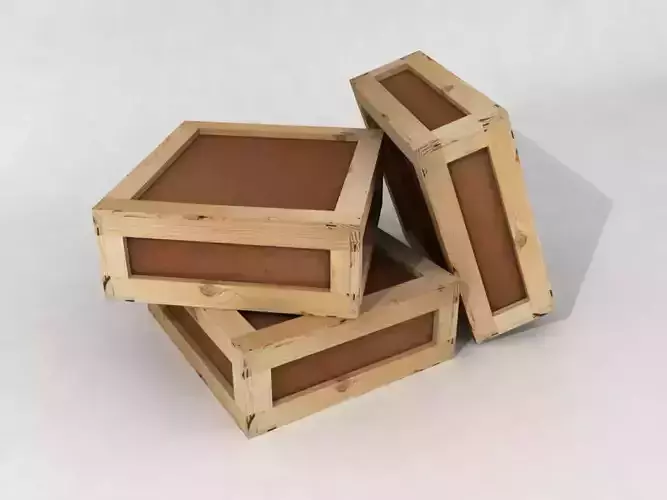 Stacked wooden crates for warehouse Low-poly 3D model