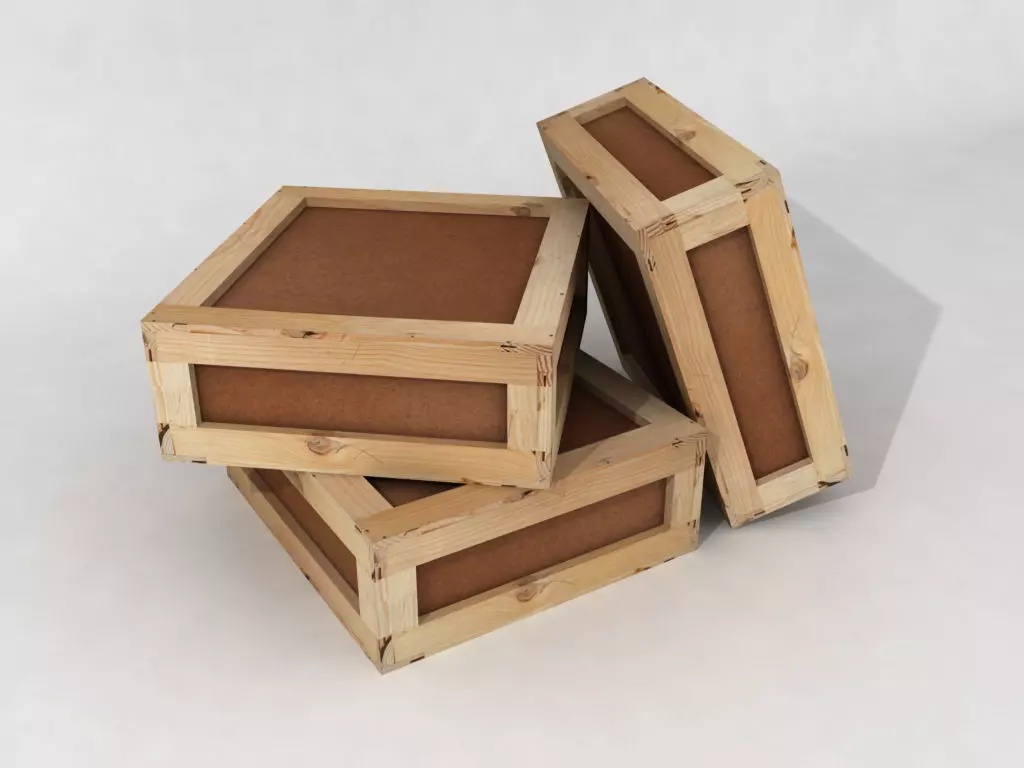 Stacked wooden crates for warehouse Low-poly 3D model_0