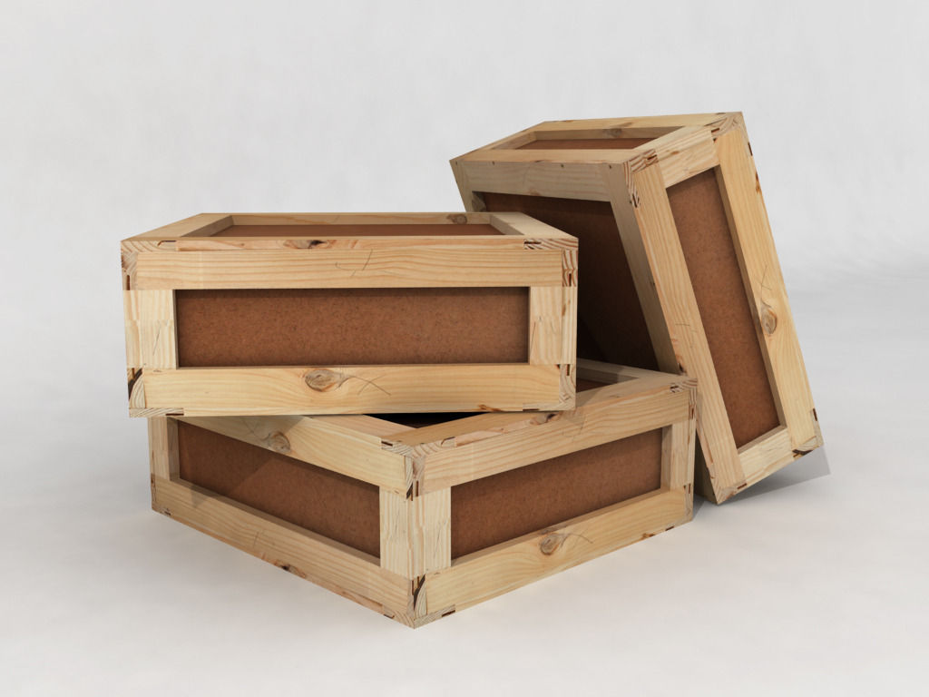 Stacked wooden crates for warehouse Low-poly 3D model_1