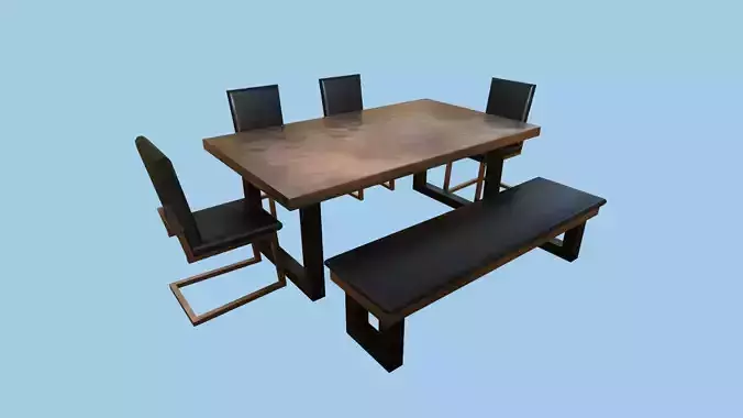 Dinning Table 42 - Bronze Black - Furniture Interior Design Low-poly 3D model