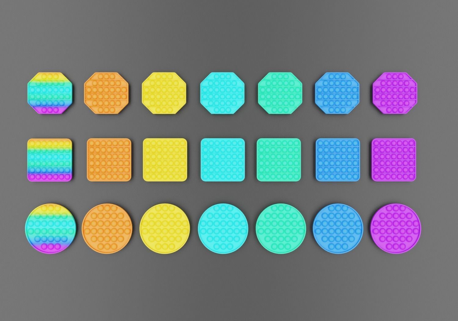 Pop it  Low-poly 3D model_1