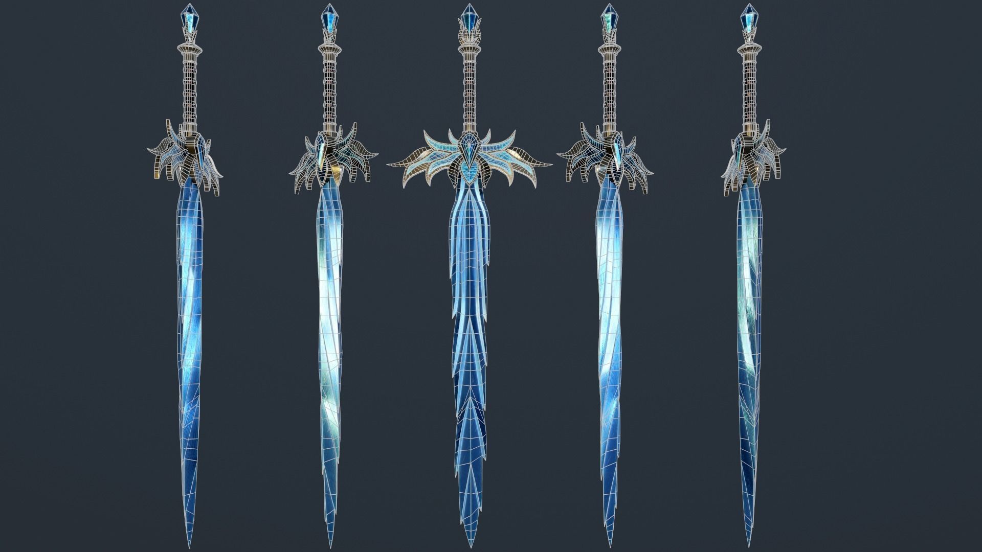 Ice Sword Low-poly 3D model_11