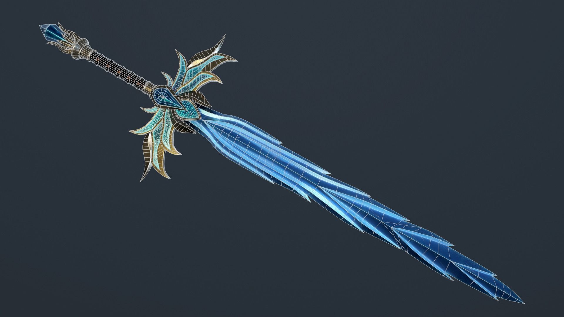 Ice Sword Low-poly 3D model_9