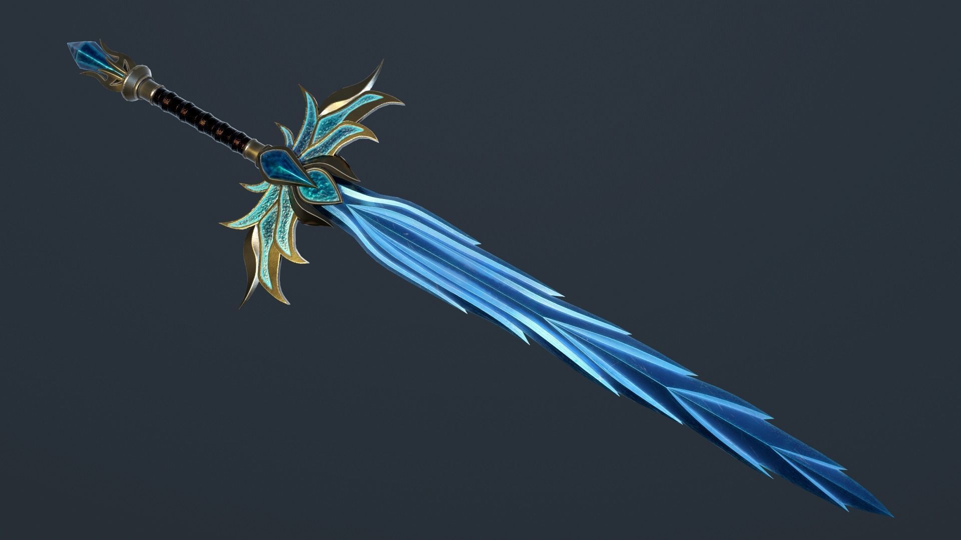 Ice Sword Low-poly 3D model_2