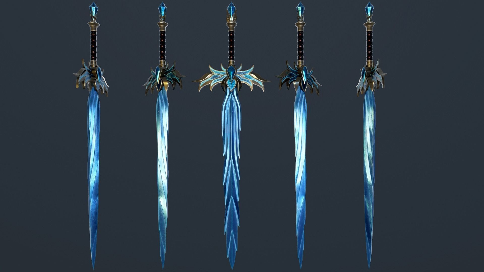 Ice Sword Low-poly 3D model_4
