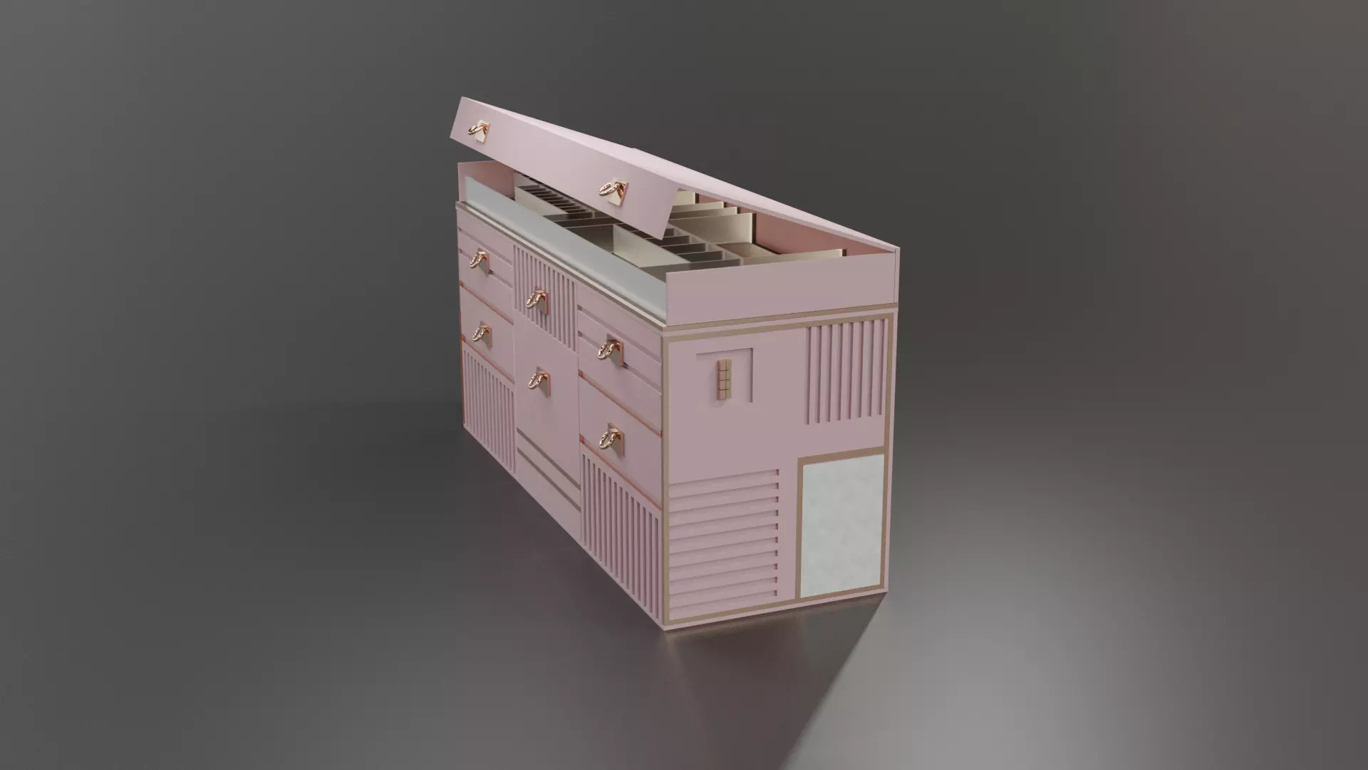 Luxury Rose Gold Drawer Cabinet Free low-poly 3D model