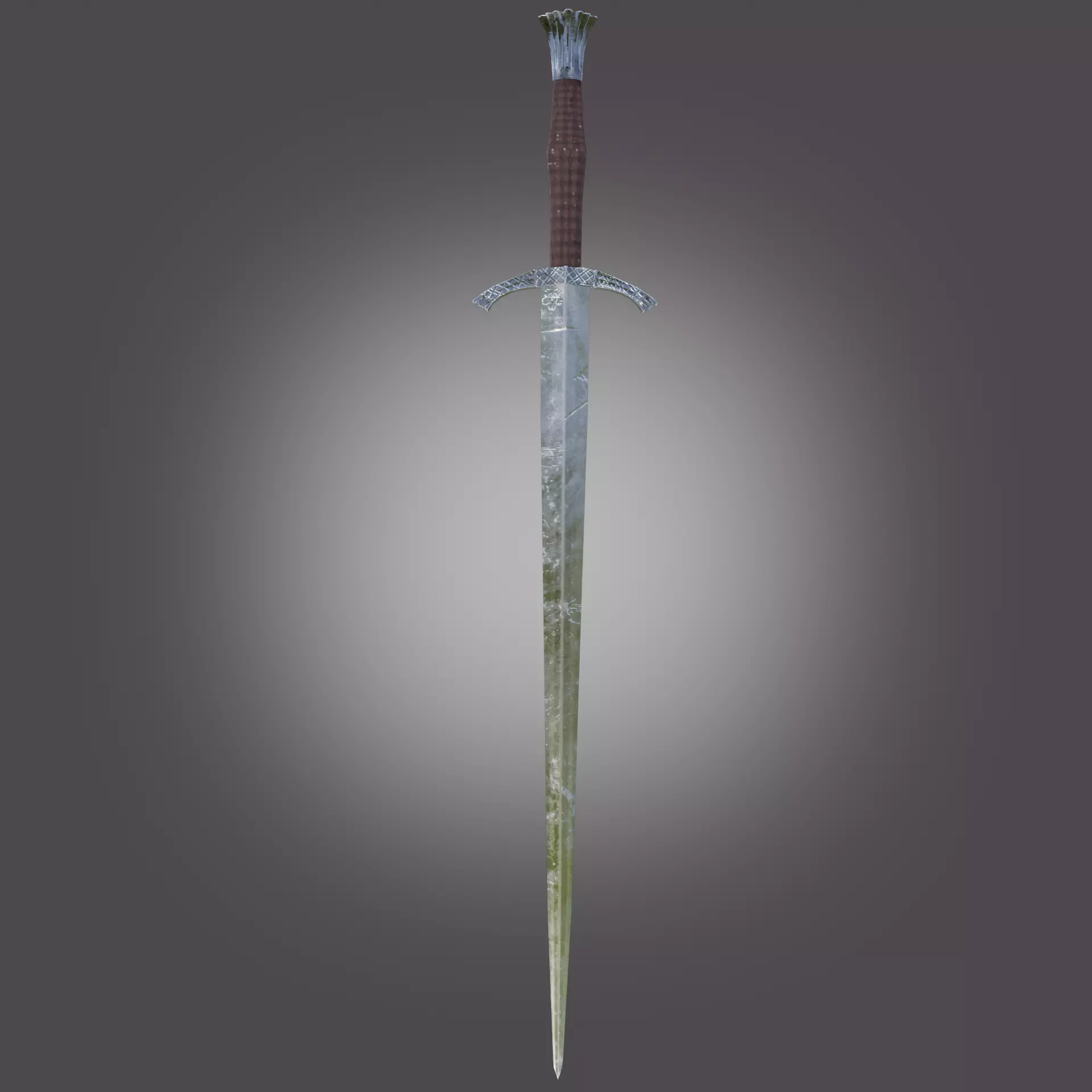 Damaged bastard sword PBR low poly game-ready Low-poly 3D model