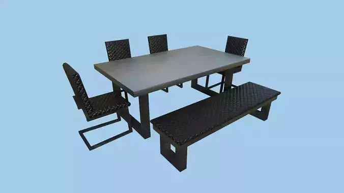 Dinning Table 44 - Black Steel - Furniture Interior Design Low-poly 3D model