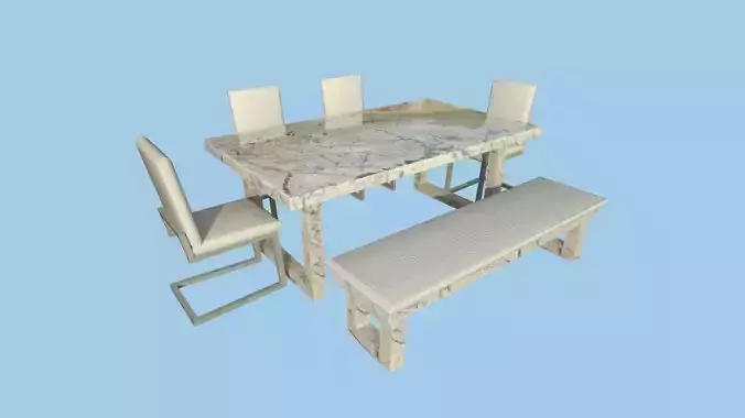 Dinning Table 48 - White Marble - Furniture Interior Design Low-poly 3D model