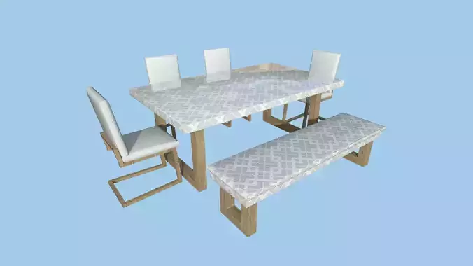 Dinning Table 49 - White Texture - Furniture Interior Design Free low-poly 3D model
