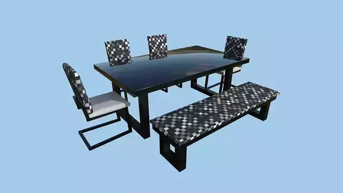 Dinning Table 50 - Black White - Furniture Interior Design Low-poly 3D model