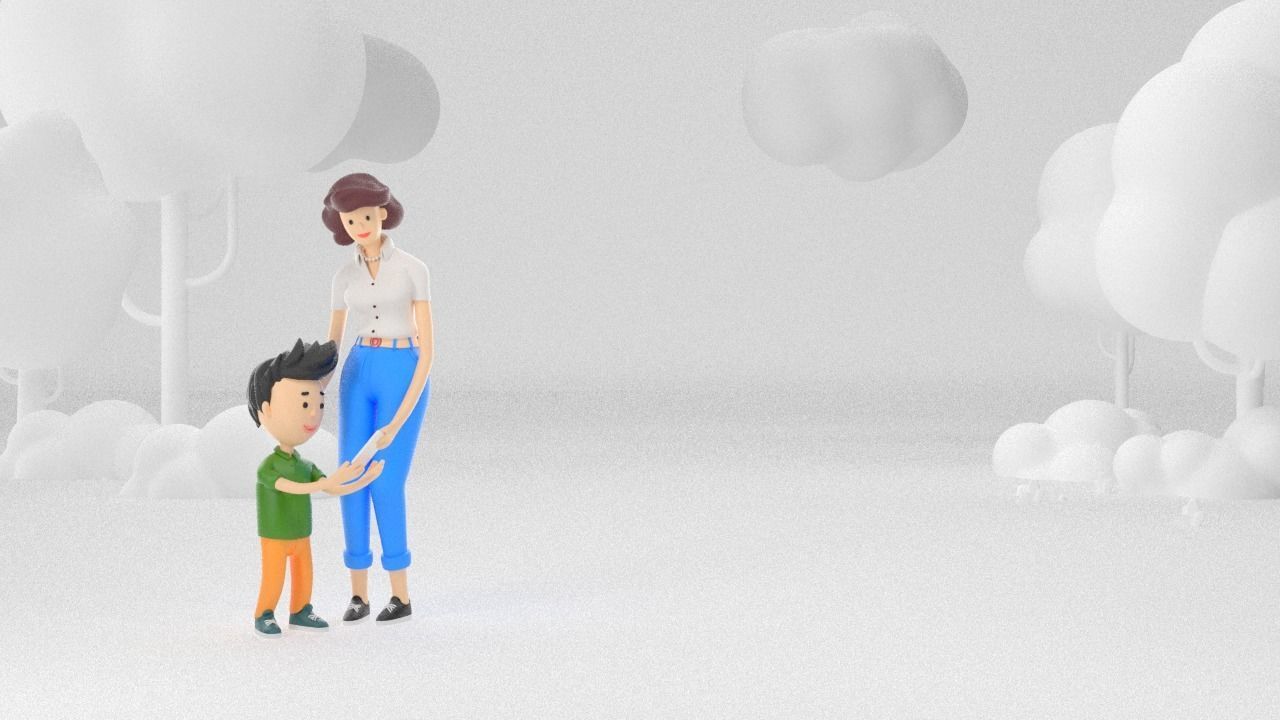 Cartoon characters Mom and son rigged 3D model 3D model_9